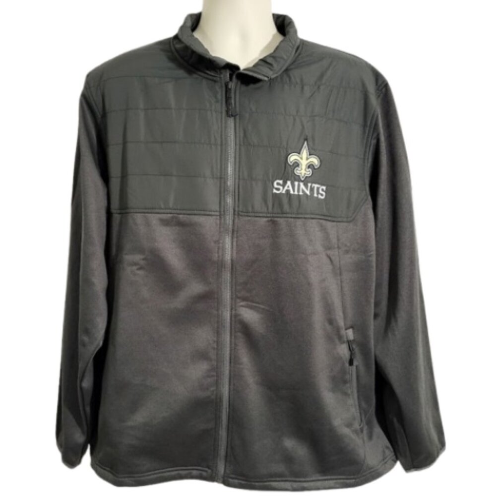 DUNBROOKE Explorer Tech Full-Zip Heather Black SAINTS Jacket - NWT Men's L